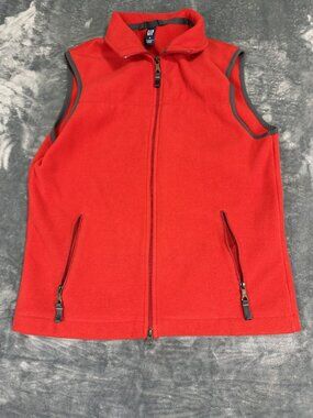 GAP Womens Red Sleeveless Full-Zip Fleece Vest M